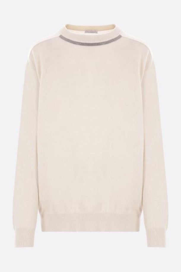 BRUNELLO CUCINELLI - 스웨터 - 브루넬로 쿠치넬리 여성 니트 스웨터 cashmere sweater with Shiny Neckline NB26