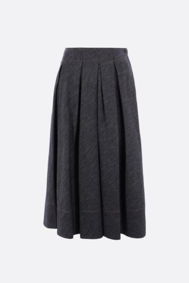 BRUNELLO CUCINELLI - 미디스커트 - 브루넬로 쿠치넬리 여성 스커트 denim effect twill pleated circle skirt NB26