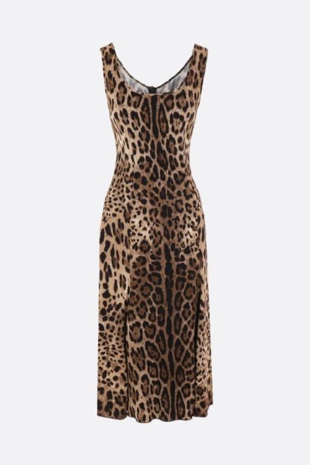 DOLCE & GABBANA - 긴소매 원피스 - 돌체앤가바나 여성 원피스 Leopard printed cady sleeveless dress NB26