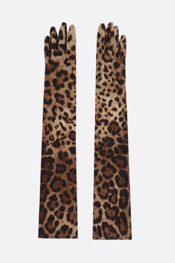 DOLCE & GABBANA - 장갑 - 돌체앤가바나 여성 장갑 leopard print stretch satin long gloves NB26