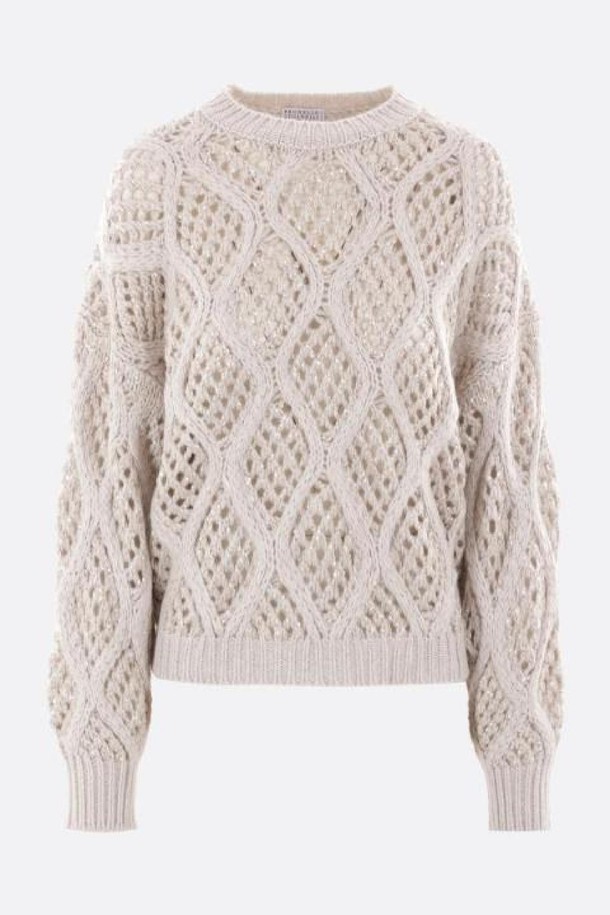 BRUNELLO CUCINELLI - 스웨터 - 브루넬로 쿠치넬리 여성 니트 스웨터 Dazzling Net   Cable cashmere pullover NB26