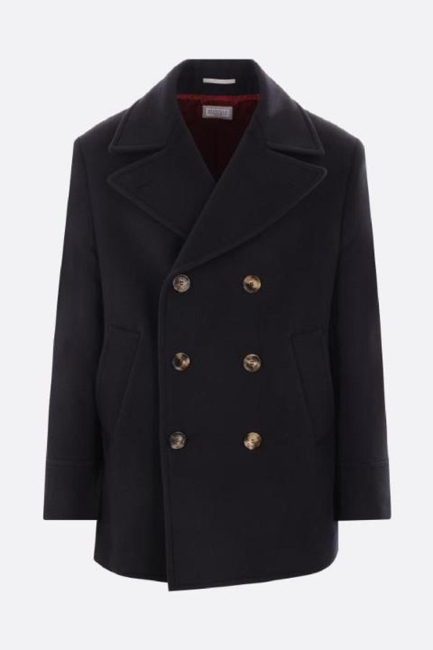 BRUNELLO CUCINELLI - 코트 - 브루넬로 쿠치넬리 남성 코트 double breasted wool peacoat NB26