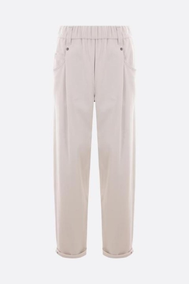 BRUNELLO CUCINELLI - 쇼트팬츠 - 브루넬로 쿠치넬리 여성 크롭 팬츠 stretch cover baggy trousers with Shiny Bartack NB26