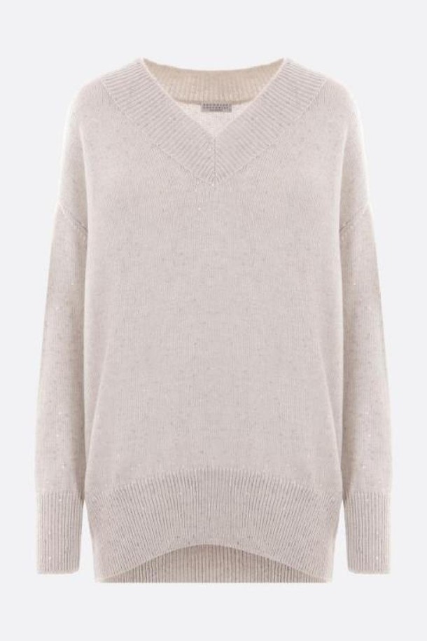 BRUNELLO CUCINELLI - 스웨터 - 브루넬로 쿠치넬리 여성 니트 스웨터 cashmere and silk pullover with sequins NB26