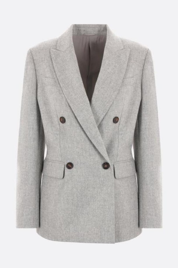 BRUNELLO CUCINELLI - 자켓 - 브루넬로 쿠치넬리 여성 자켓 double breasted wool jacket with monili NB26