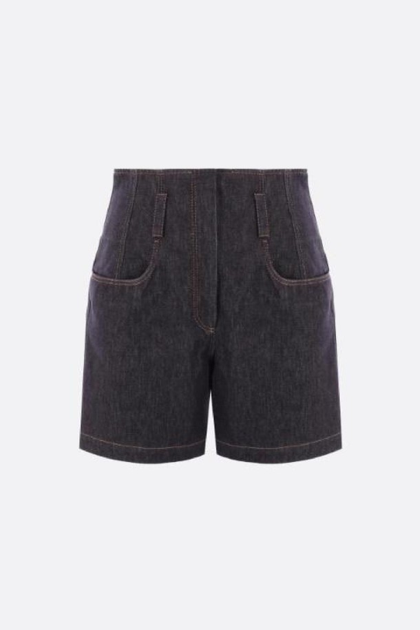 BRUNELLO CUCINELLI - 쇼트팬츠 - 브루넬로 쿠치넬리 여성 반바지 Corset denim shorts NB26