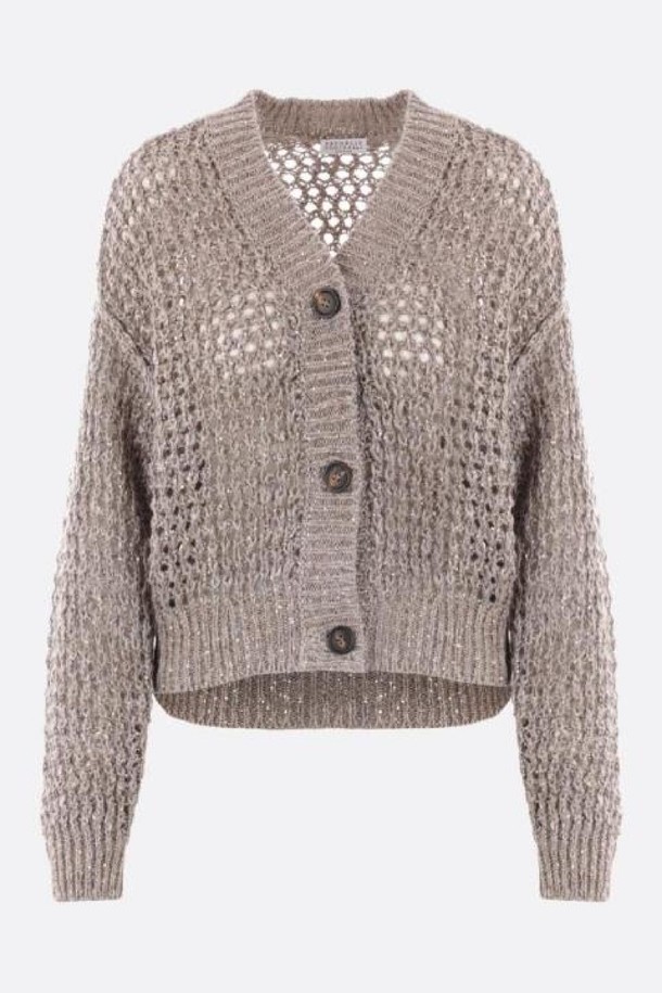 BRUNELLO CUCINELLI - 스웨터 - 브루넬로 쿠치넬리 여성 니트 스웨터 silk and linen blend cardigan with sequins NB26