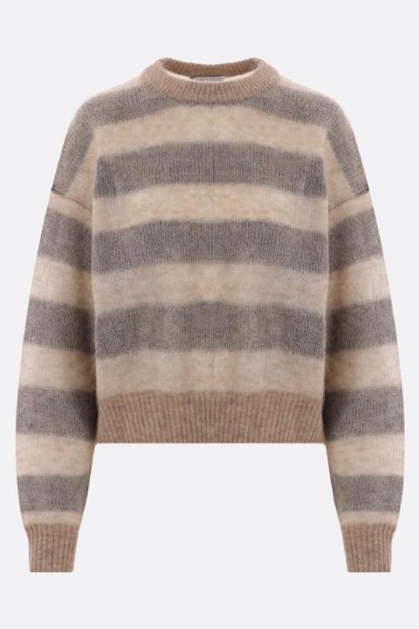 BRUNELLO CUCINELLI - 스웨터 - 브루넬로 쿠치넬리 여성 니트 스웨터 striped mohair wool blend cropped sweater NB26