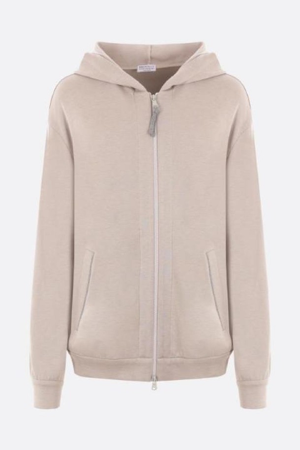 BRUNELLO CUCINELLI - 스웨터 - 브루넬로 쿠치넬리 여성 맨투맨 후드 interlock full zip hoodie with Precious Zipper Pull NB26