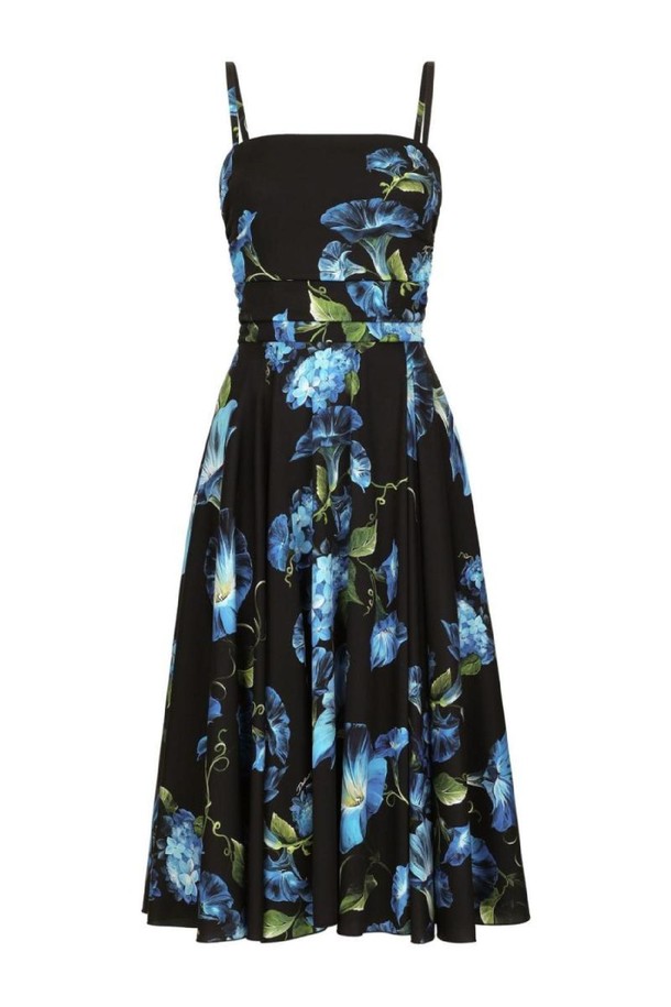 DOLCE & GABBANA - 긴소매 원피스 - 돌체앤가바나 여성 원피스 CAMPANULE PRINTED SILK MIDI DRESS NB30