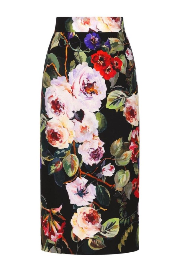 DOLCE & GABBANA - 미디스커트 - 돌체앤가바나 여성 스커트 FLOWER PRINTED SILK CHARMEUSE LONGUETTE TUBINO SKIRT NB30