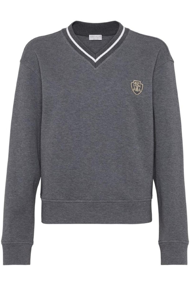 BRUNELLO CUCINELLI - 스웨터 - 브루넬로 쿠치넬리 여성 맨투맨 후드 COTTON SWEATSHIRT WITH LOGO NB30