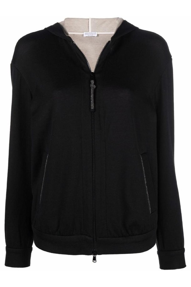 BRUNELLO CUCINELLI - 스웨터 - 브루넬로 쿠치넬리 여성 맨투맨 후드 HOODIE SWEATER WITH SHINY DETAILED ZIP NB30