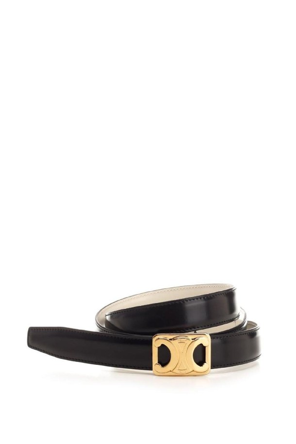 CELINE - 벨트 - 셀린느 여성 벨트 REVERSIBLE MEDIUM 25MM BELT BLACK   WHITE COTTON NB19