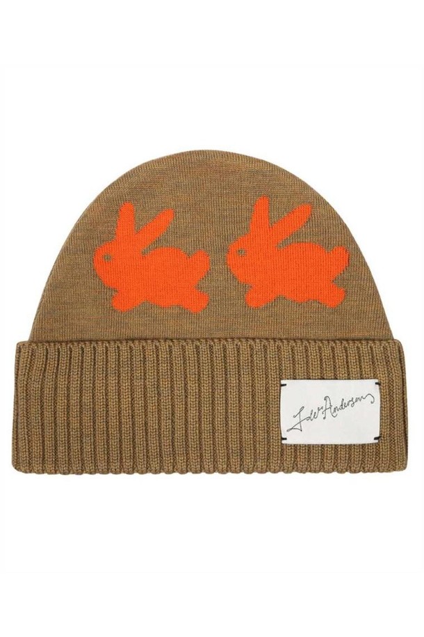 JW ANDERSON - 모자 - JW앤더슨 남성 모자 JW Anderson KW0935 YN0008 BUNNY JACQUARD Beanie   Brown NB24