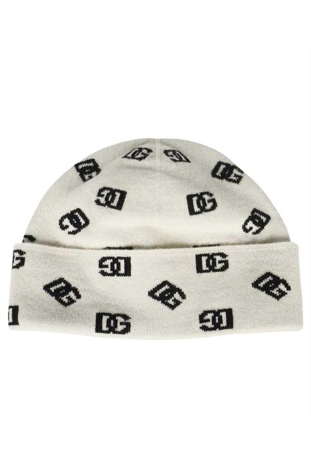 DOLCE & GABBANA - 모자 - 돌체앤가바나 남성 모자 Dolce   Gabbana GXM11T JEMA4 DG INTARSIA KNIT Beanie   White NB24