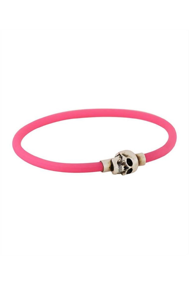 Alexander McQueen - 기타소품 - 알렉산더 맥퀸 남성 팔찌 Alexander McQueen 705846 1AAIK RUBBER CORD SKULL Bracelet   Pink NB24