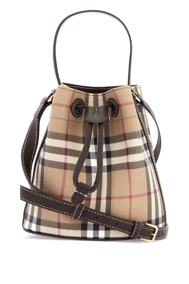 BURBERRY - 숄더백 - 버버리 여성 숄더백 mini check bucket bag with drawstring NB02