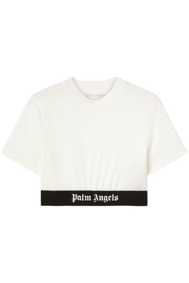 PALMANGELS - 반소매 티셔츠 - 팜앤젤스 여성 티셔츠 LOGO COTTON CROPPED T SHIRT NB30