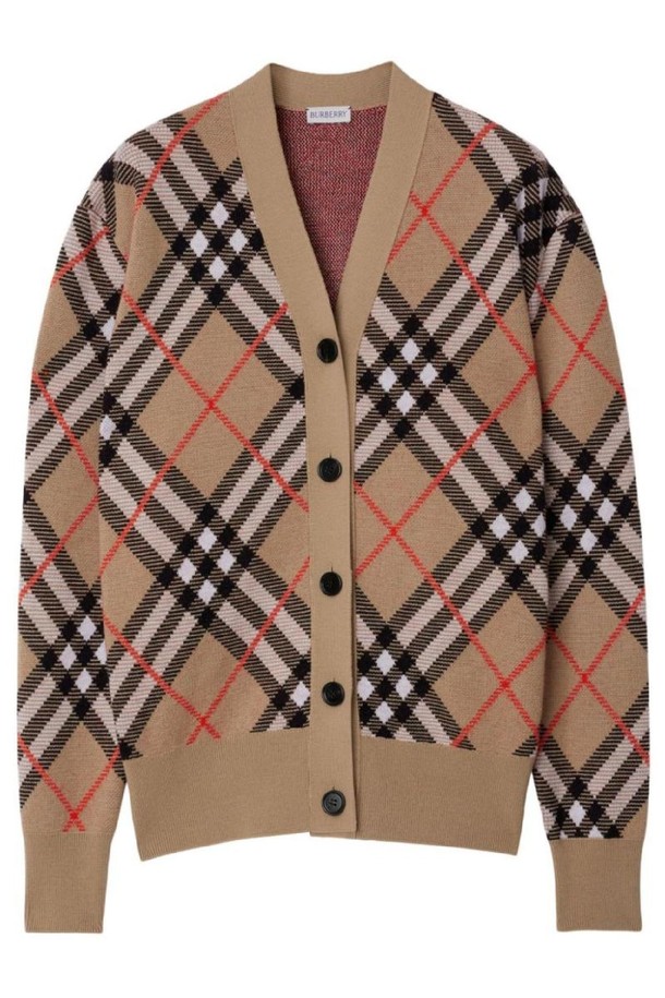 BURBERRY - 가디건 - 버버리 여성 가디건 CHECK CASHMERE CARDIGAN NB30