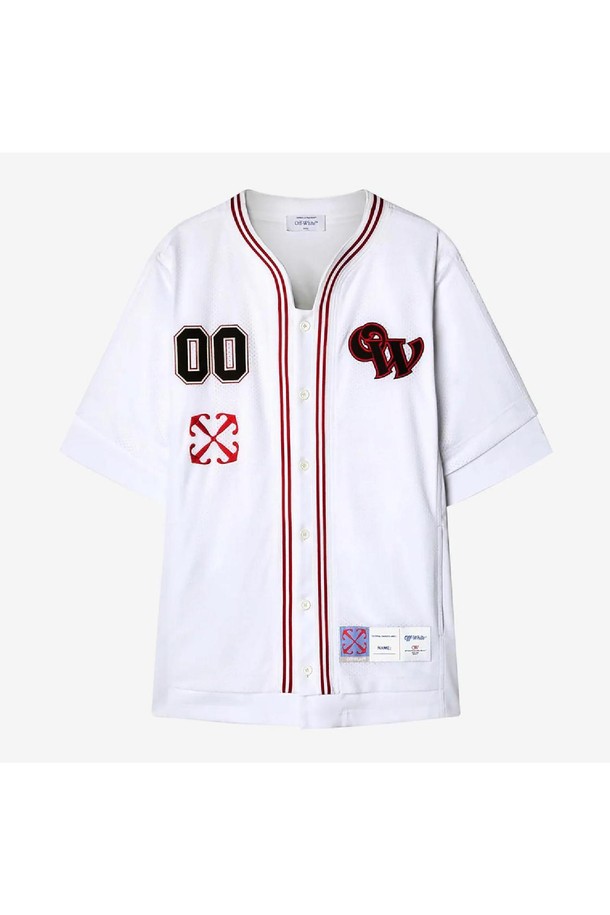 OFF-WHITE - 긴팔셔츠 - 오프화이트 남성 셔츠 Off White Gothic Logo Hybr Baseball Shirt NB25