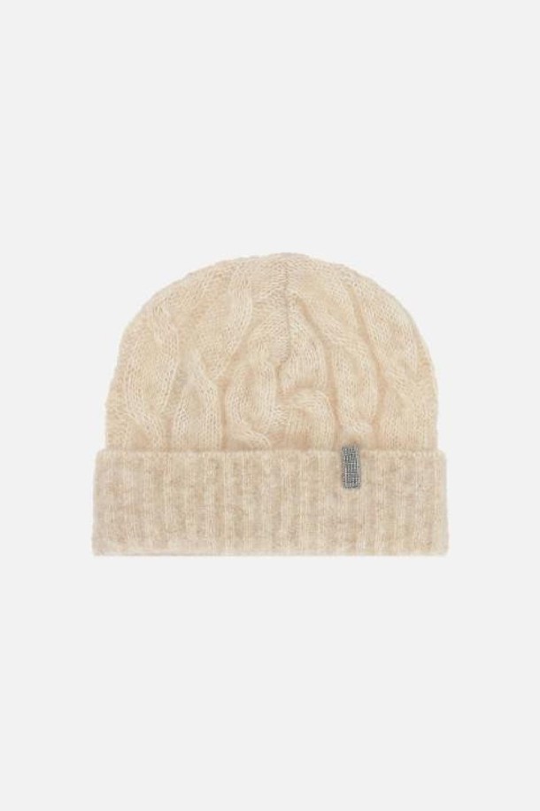 BRUNELLO CUCINELLI - 모자 - 브루넬로 쿠치넬리 여성 모자 mohair wool cable knit beanie with Shiny Tab NB26