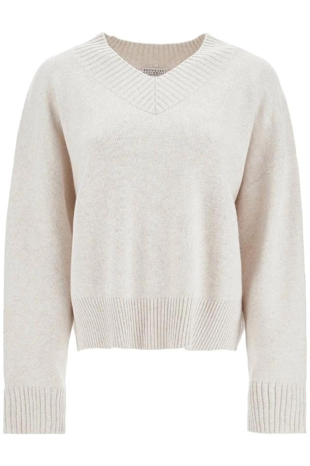 BRUNELLO CUCINELLI - 스웨터 - 브루넬로 쿠치넬리 여성 스웨터 cashmere pullover with shiny cuff details  NB02