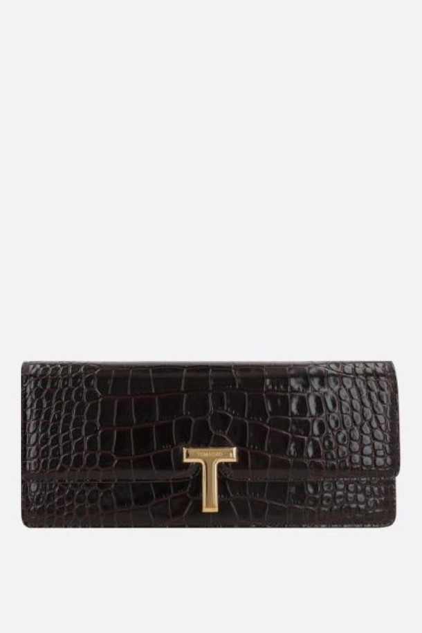 TOM FORD - 클러치/파우치 - 톰포드 여성 클러치백 T clutch in crocodile embossed leather NB26