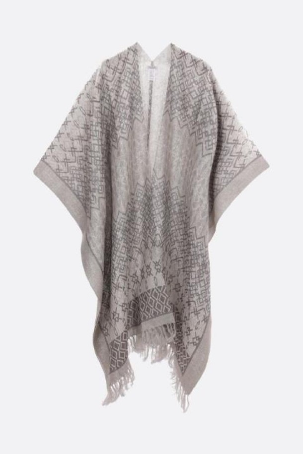 BRUNELLO CUCINELLI - 자켓 - 브루넬로 쿠치넬리 여성 자켓 geometric print linen and lurex blend poncho NB26