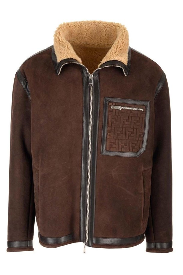 FENDI - 코트 - 펜디 남성 코트 Brown shearling jacket NB19