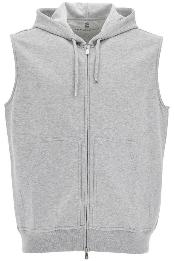 BRUNELLO CUCINELLI - 스웨트셔츠 - 브루넬로 쿠치넬리 남성 맨투맨 후드 hooded jersey vest with hood NB02