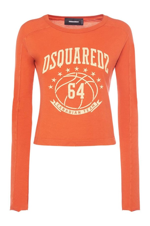 Dsquared2 - 반소매 티셔츠 - 디스퀘어드2 여성 티셔츠 Logo printed cotton jersey top NB01