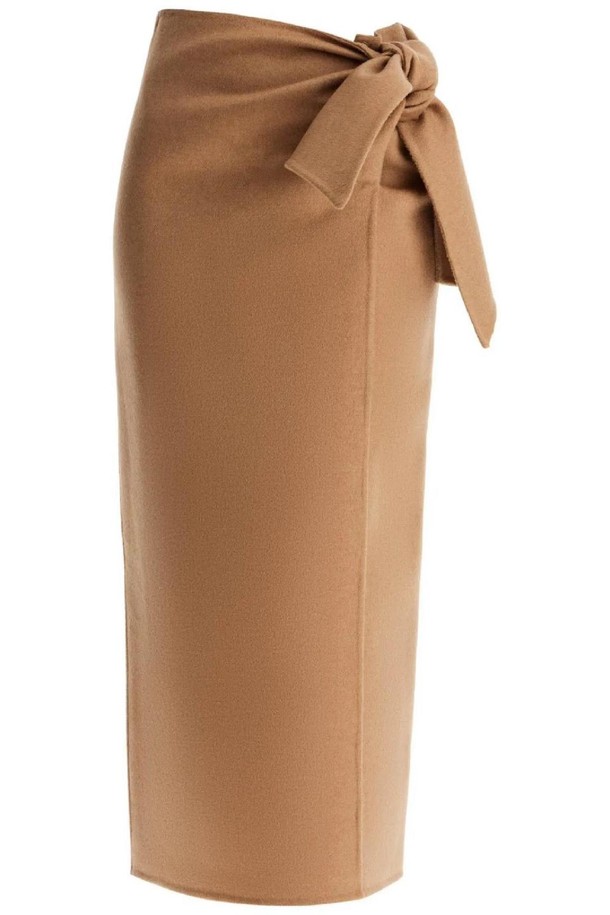 MAX MARA - 미디스커트 - 막스마라 여성 스커트 camel skirt with bow accent NB02