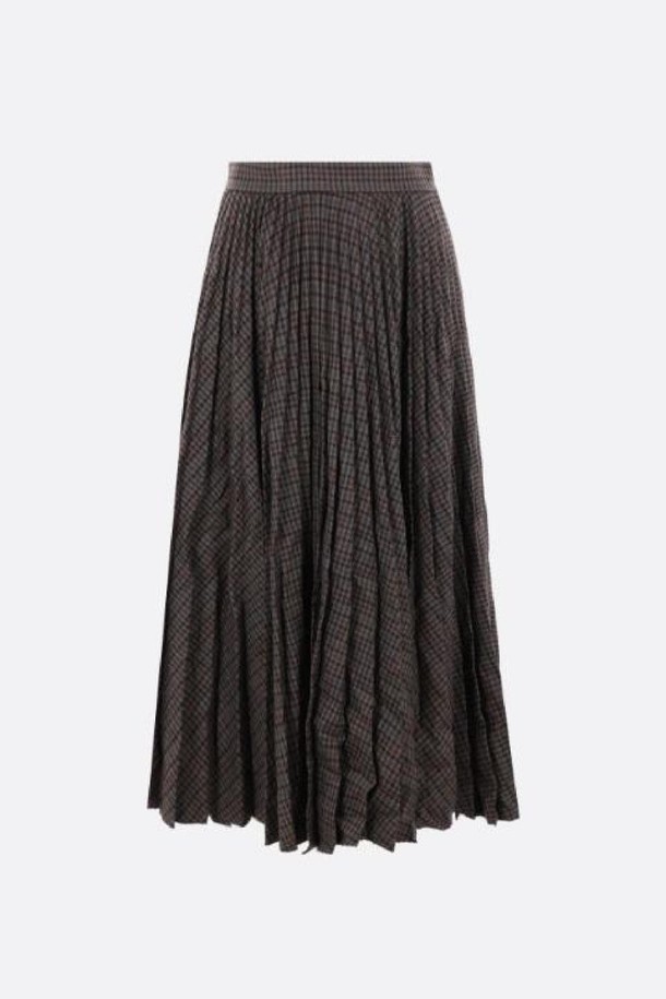 BALENCIAGA - 미디스커트 - 발렌시아가 여성 스커트 creased effect wool pleated skirt NB26