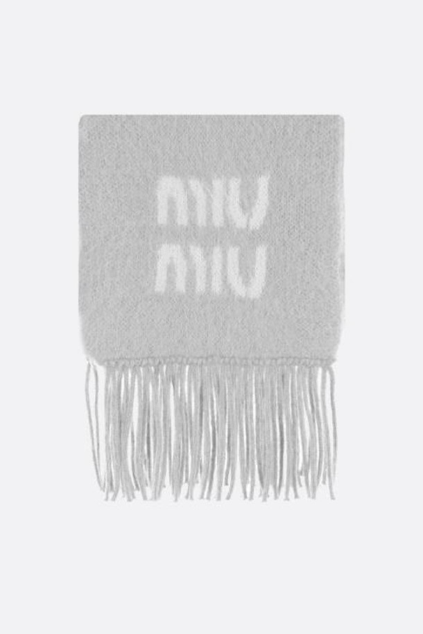 MIU MIU - 스카프/머플러 - 미우미우 여성 스카프 mohair and wool scarf with logo intarsia NB26