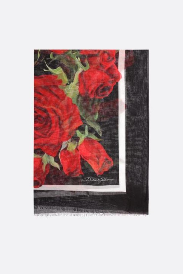 DOLCE & GABBANA - 스카프/머플러 - 돌체앤가바나 여성 스카프 Red Rose print modal and silk scarf NB26