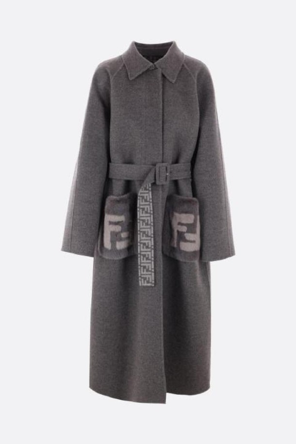 FENDI - 코트 - 펜디 여성 코트 double wool coat with fur pockets NB26