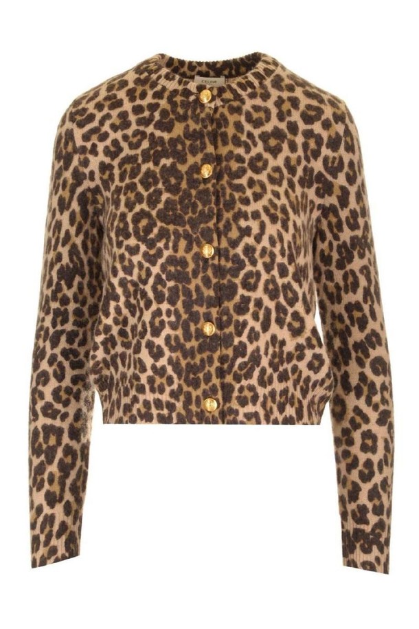 CELINE - 스웨터 - 셀린느 여성 니트 스웨터 CARDIGAN LEOP LEOPARD NB19