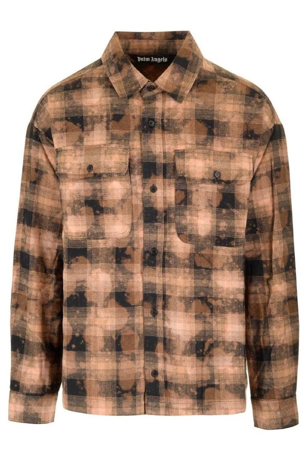 PALMANGELS - 긴팔셔츠 - 팜앤젤스 남성 셔츠 Curved Logo Checkered Shirt NB19