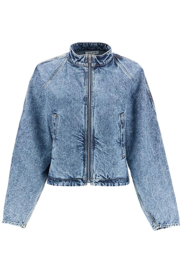 ALAIA - 자켓 - 알라이아 여성 데님 자켓 denim round racing jacket with a NB02