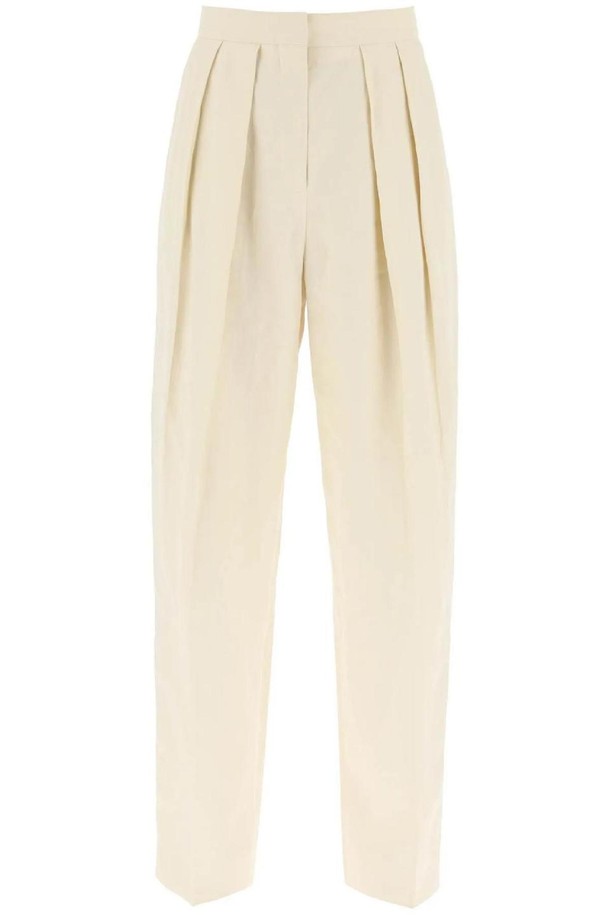 STELLA McCARTNEY - 롱/미디팬츠 - 스텔라 맥카트니 여성 바지 loose linen blend pants with front pleats NB02