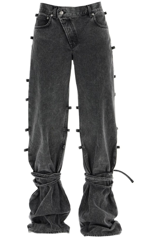 Alexander McQueen - 데님 - 알렉산더 맥퀸 남성 청바지 baggy jeans with knotted detail NB02