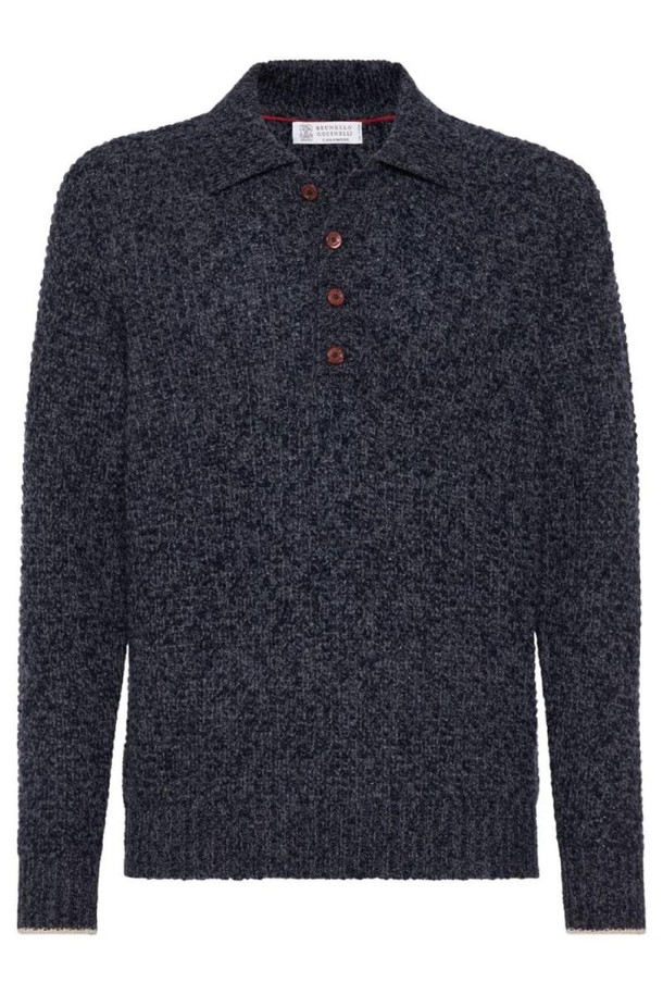 BRUNELLO CUCINELLI - 스웨터 - 브루넬로 쿠치넬리 남성 스웨터 CASHMERE AND WOOL KNITTED POLO NB30