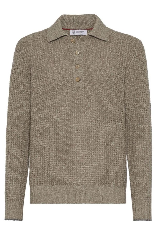 BRUNELLO CUCINELLI - 스웨터 - 브루넬로 쿠치넬리 남성 스웨터 CASHMERE AND WOOL KNITTED POLO NB30