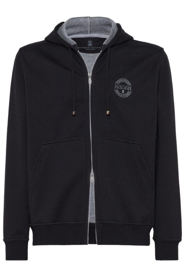 BRUNELLO CUCINELLI - 스웨트셔츠 - 브루넬로 쿠치넬리 남성 맨투맨 후드 DOUBLE COTTON ZIPPED HOODIE NB30