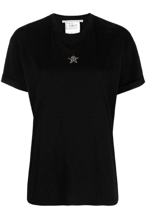 STELLA McCARTNEY - 반소매 티셔츠 - 스텔라 맥카트니 여성 티셔츠 EMBROIDERED MINI STAR COTTON T SHIRT NB30