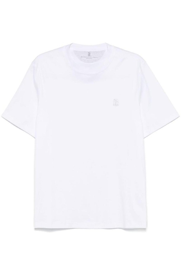 BRUNELLO CUCINELLI - 반팔티셔츠 - 브루넬로 쿠치넬리 남성 티셔츠 LOGO COTTON T SHIRT NB30