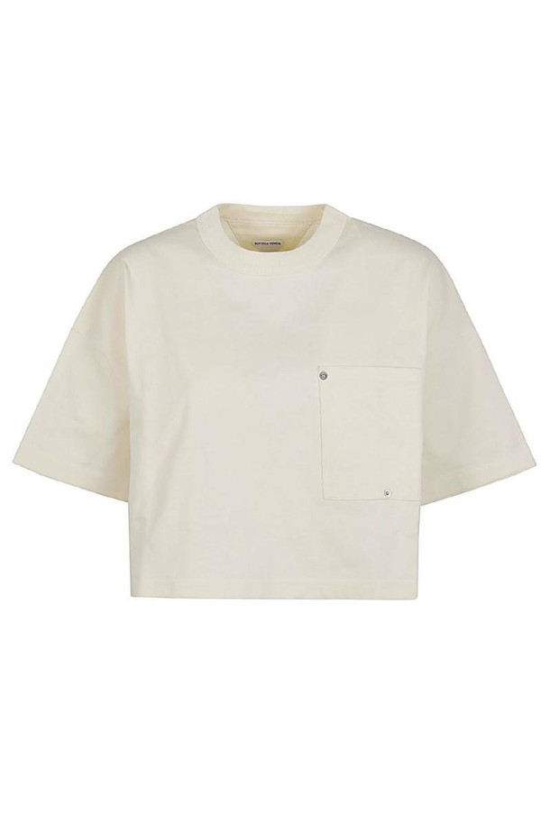 Bottega Veneta - 반소매 티셔츠 - 보테가 베네타 여성 티셔츠 CROPPED COTTON T SHIRT NB30