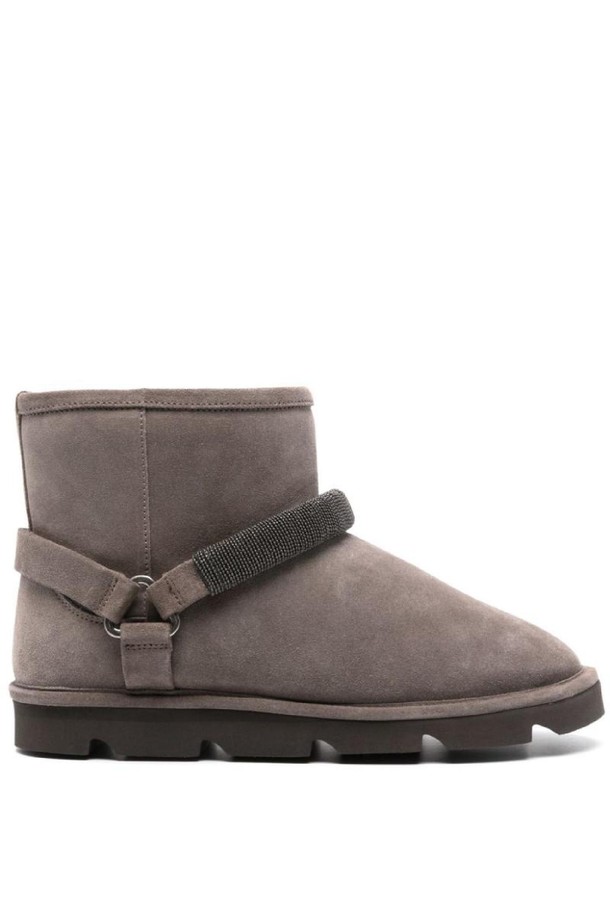 BRUNELLO CUCINELLI - 부츠/워커 - 브루넬로 쿠치넬리 여성 부츠 SUEDE ANKLE BOOTS WITH SHEARLING LINING NB30