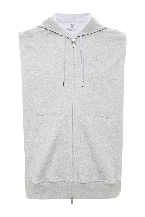 BRUNELLO CUCINELLI - 스웨트셔츠 - 브루넬로 쿠치넬리 남성 맨투맨 후드 COTTON SLEEVELESS HOODIE NB30